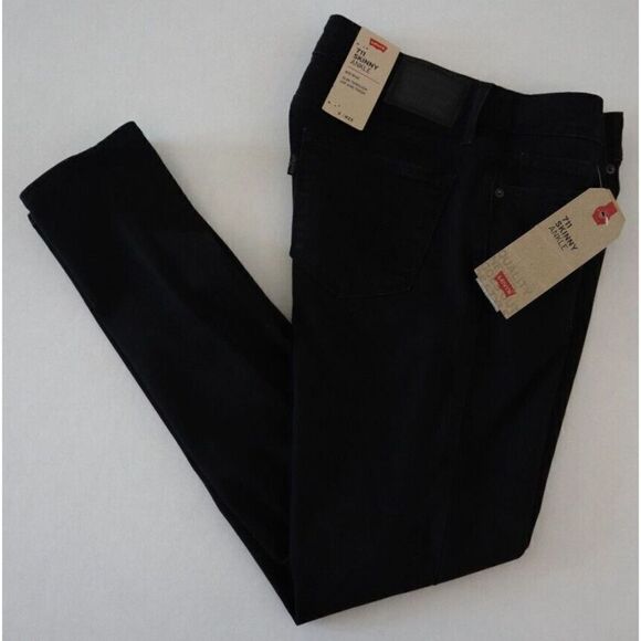 Levi's 711 Women's Sz 0 (W 25) Black Skinny Ankle Mid Rise Jeans $70 - Picture 6 of 7
